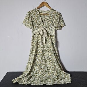 Max Studio Nwt Size XS Womens Yellow Floral Garden Print Midi Dress New